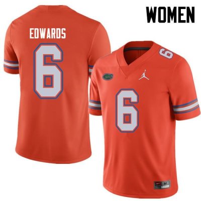 Women's Florida Gators #6 Brian Edwards NCAA Jordan Brand Orange Authentic Stitched College Football Jersey CQD2362BO